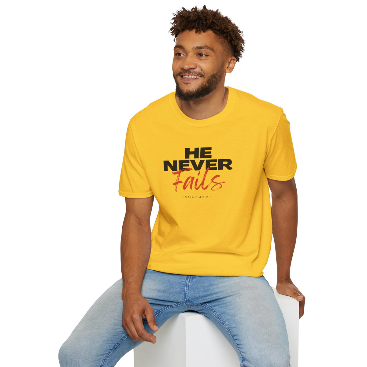 "He Never Fails" Unisex Softstyle T-Shirt