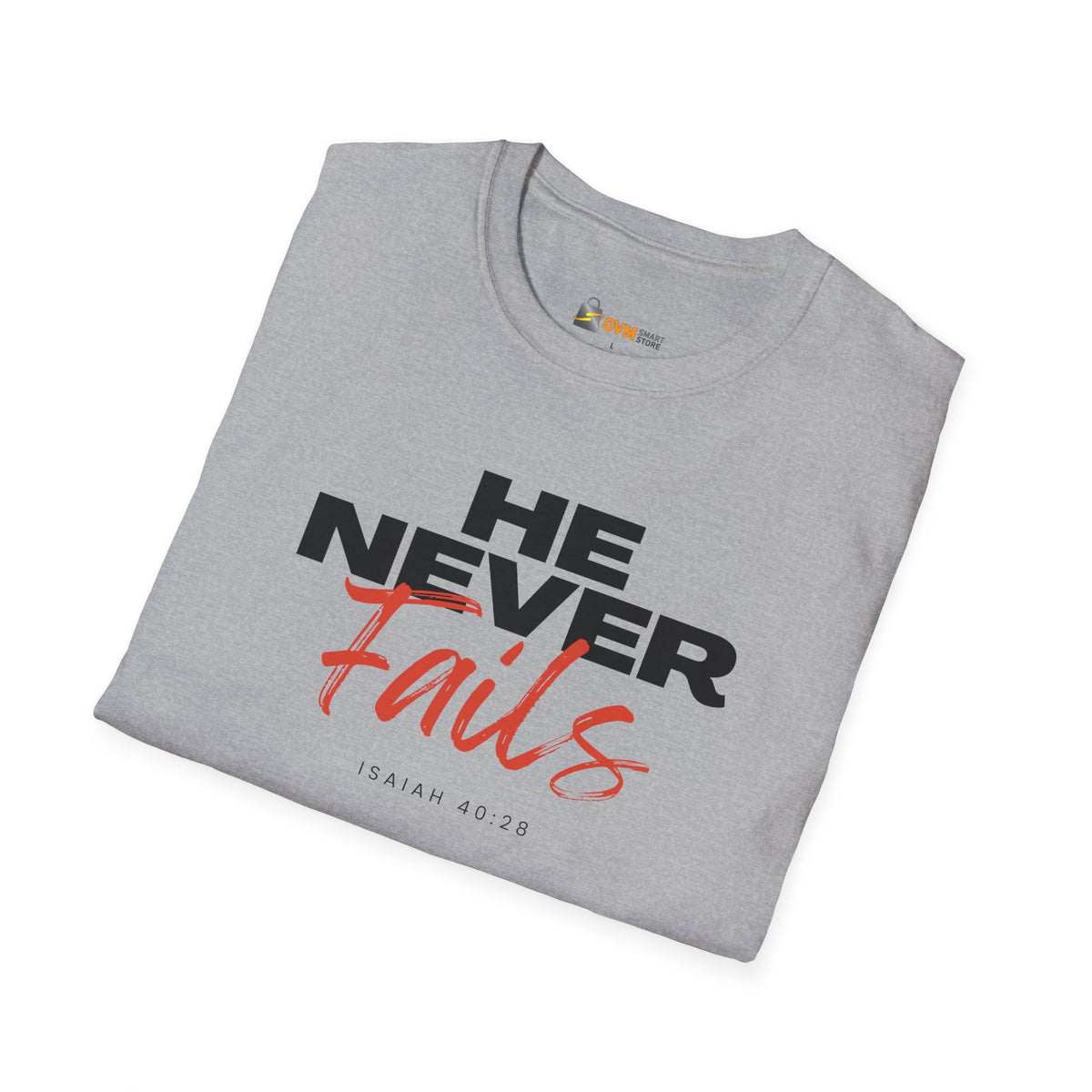 He Never Fails- Unisex Softstyle T-Shirt