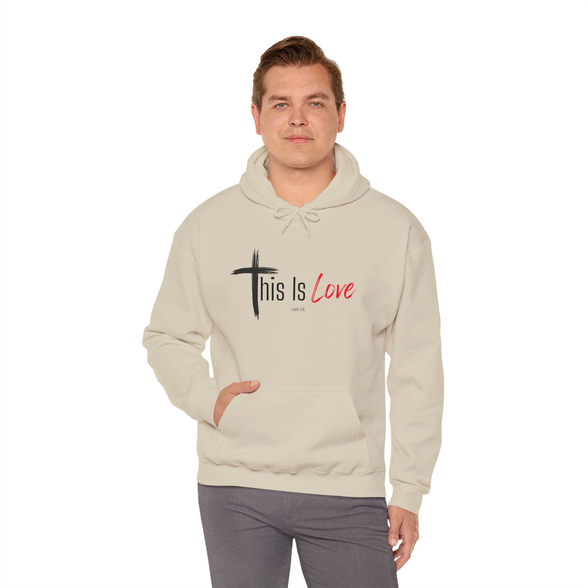 This Is Love Christian Hoodie – 1 John 4:10 Faith Apparel - Unisex Heavy Blend™ Hooded Sweatshirt