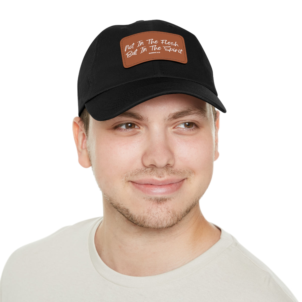 Not in the Flesh but in The Spirit- Dad Hat with Leather Patch (Rectangle)