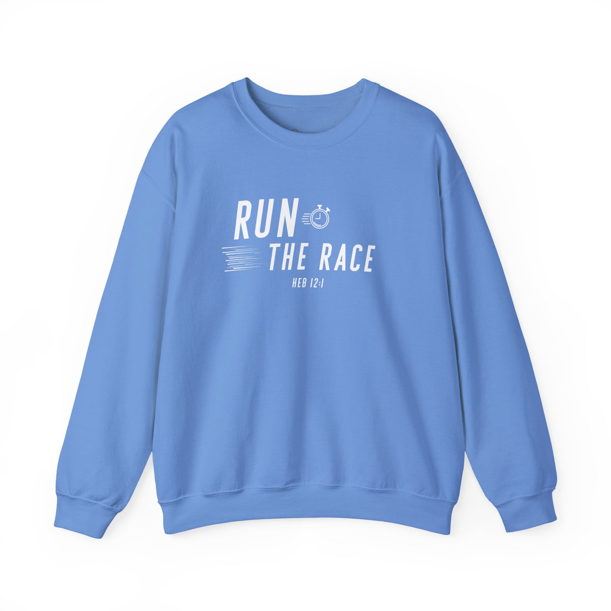 Run the Race Christian Sweatshirt – Hebrews 12:1 Wear Your Faith