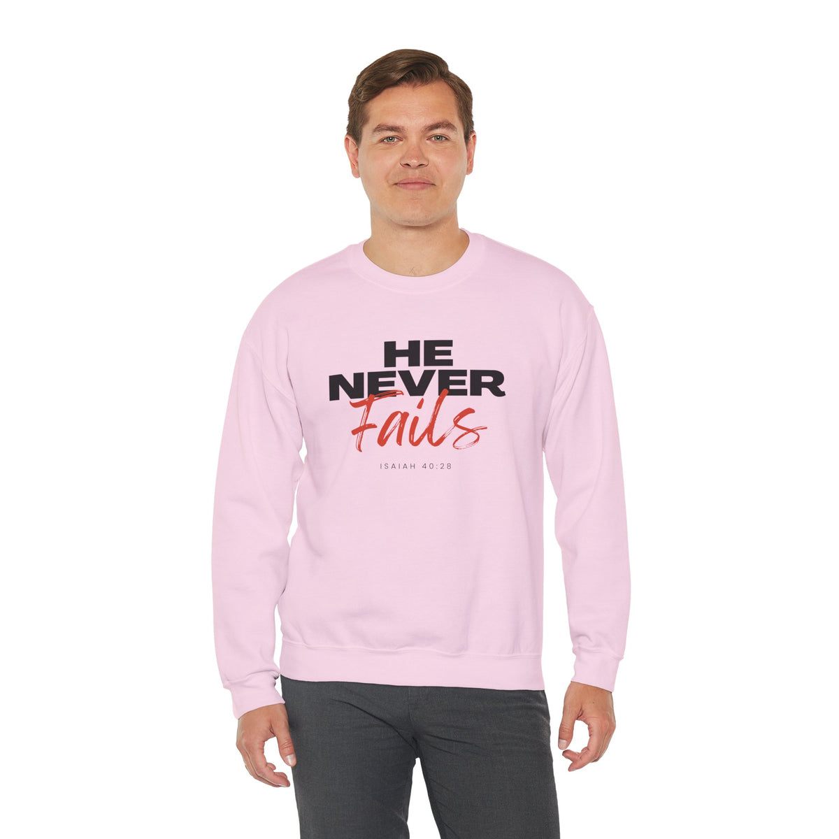 He Never Fails- Unisex Heavy Blend™ Crewneck Sweatshirt