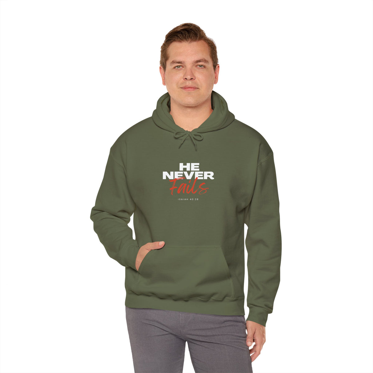 "He Never Fails" Unisex Heavy Blend™ Hooded Sweatshirt