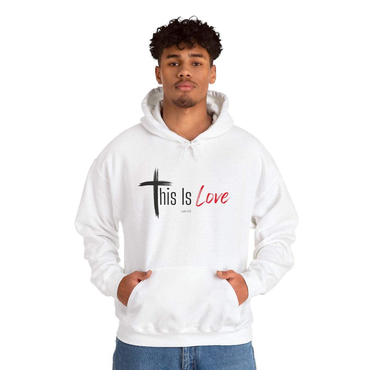 This Is Love Christian Hoodie – 1 John 4:10 Faith Apparel - Unisex Heavy Blend™ Hooded Sweatshirt