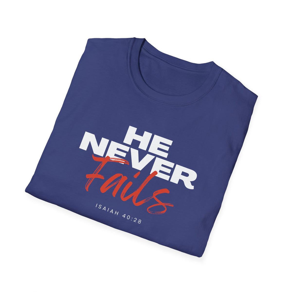 "He Never Fails" Unisex Softstyle T-Shirt