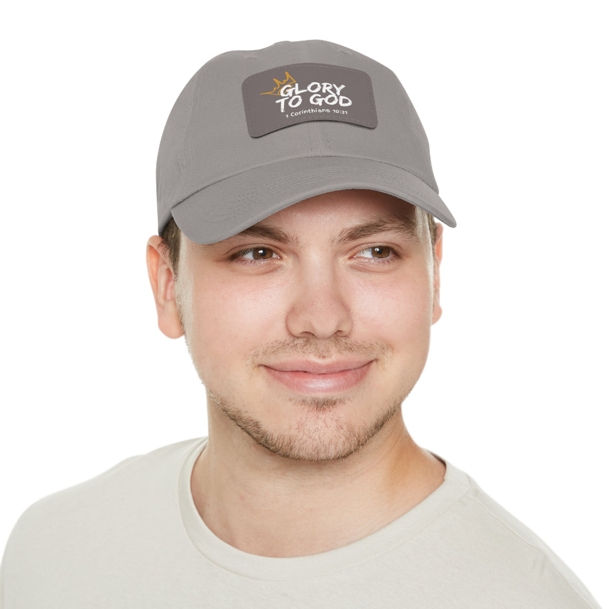 Glory To God- Dad Hat with Leather Patch (Rectangle)