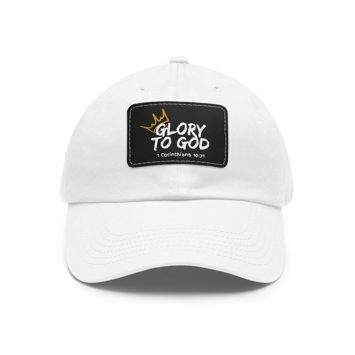 Glory To God- Dad Hat with Leather Patch (Rectangle)