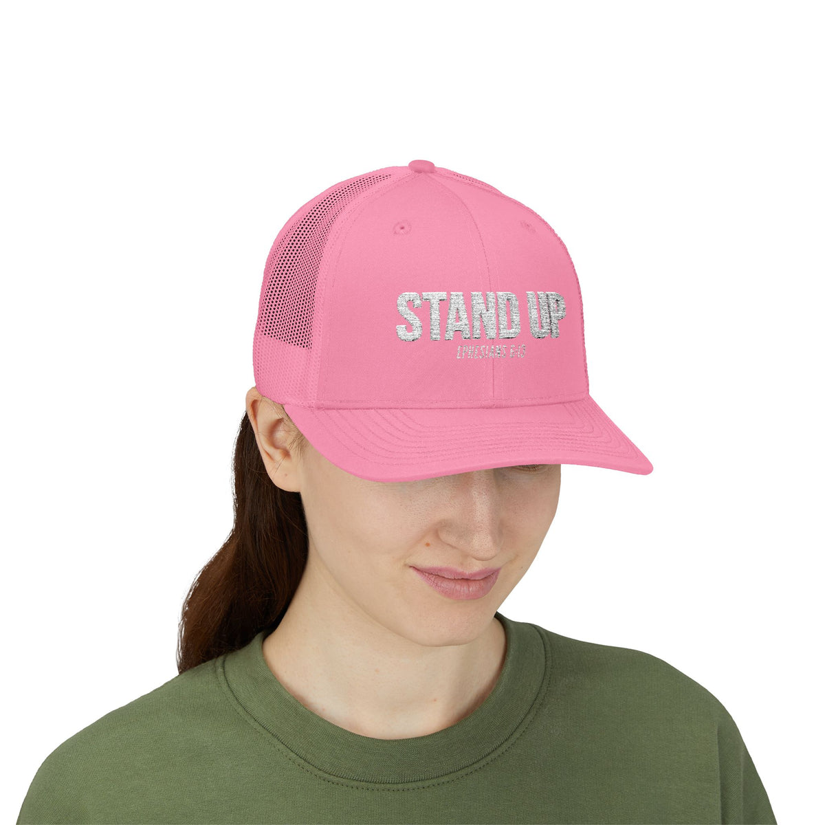 Stand Up Christian Snapback Trucker Hat – Ephesians 6:13 Bible Verse Faith Hat – Armor of God Scripture Cap