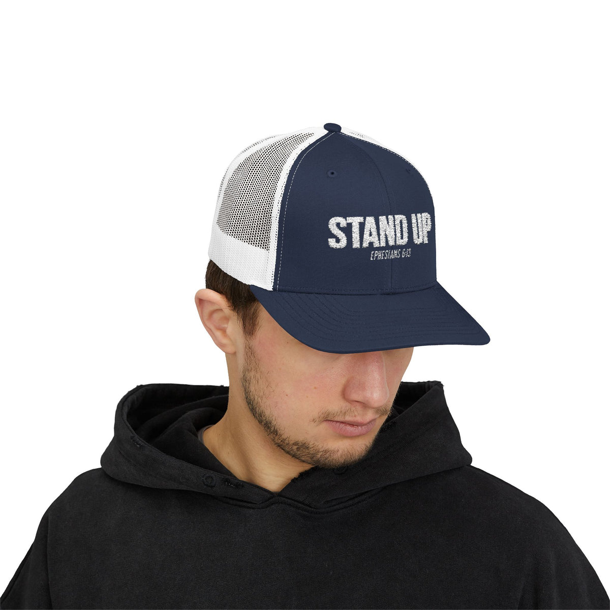Stand Up Christian Snapback Trucker Hat – Ephesians 6:13 Bible Verse Faith Hat – Armor of God Scripture Cap