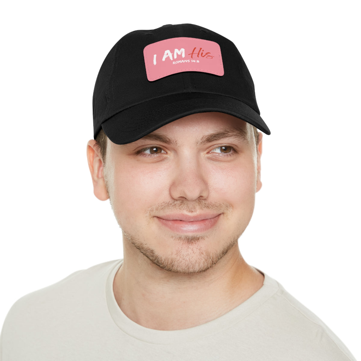 I Am His- Dad Hat with Leather Patch (Rectangle)