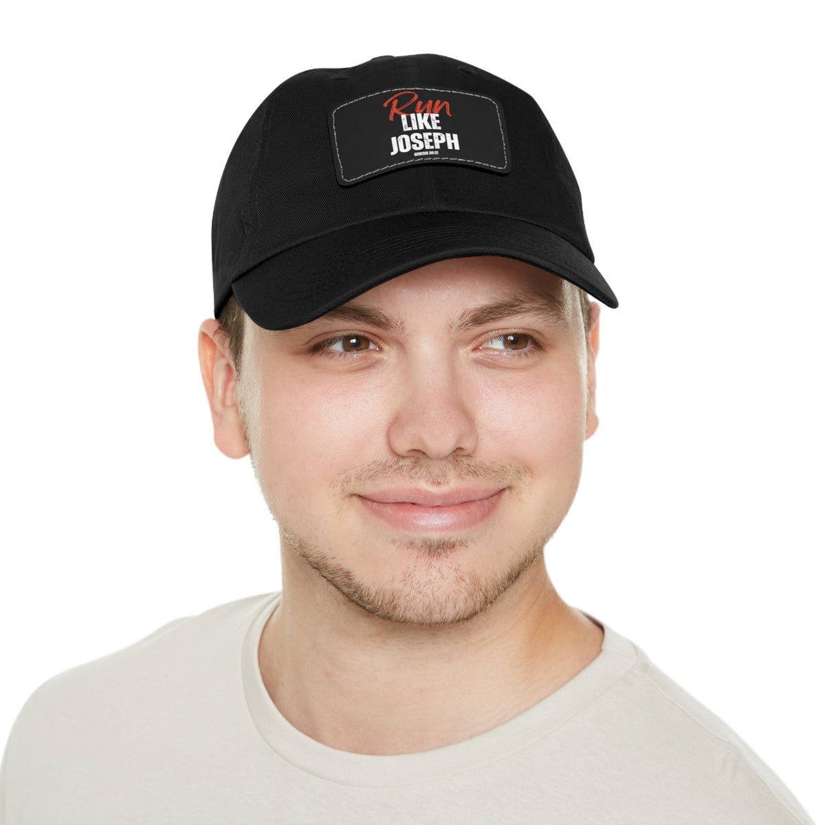 Run Like Joseph- Dad Hat with Leather Patch (Rectangle)