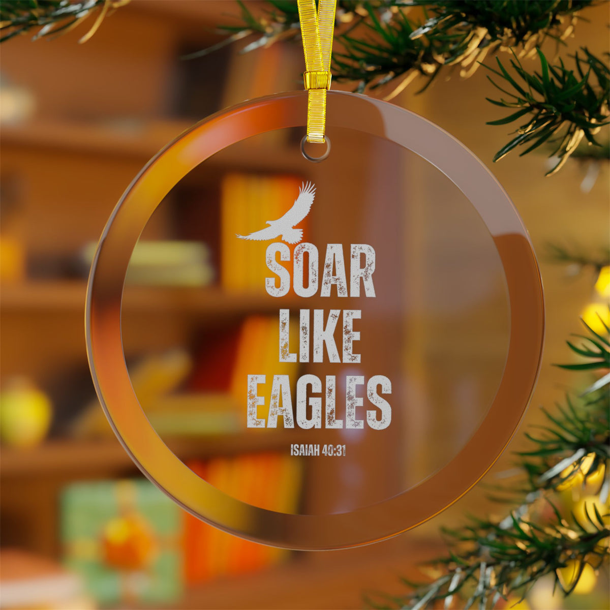 "Soar Like Eagles" Glass Ornaments