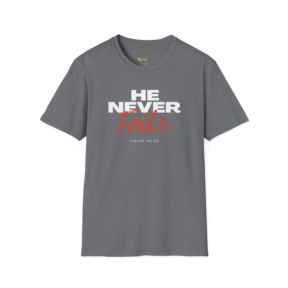 He Never Fails- Unisex Softstyle T-Shirt