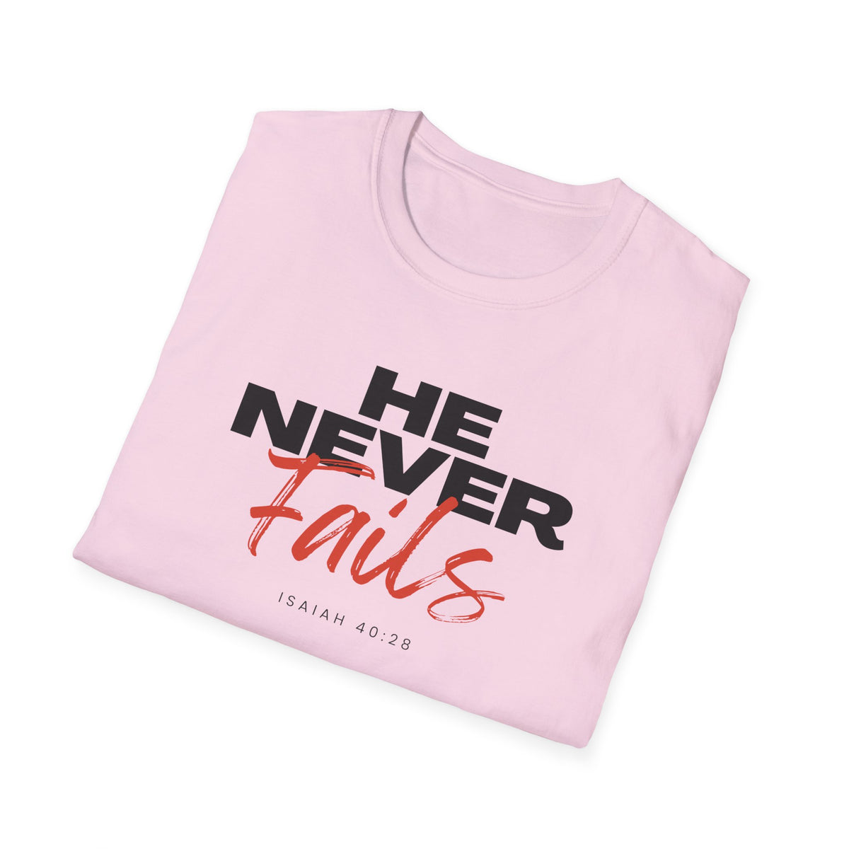 "He Never Fails" Unisex Softstyle T-Shirt