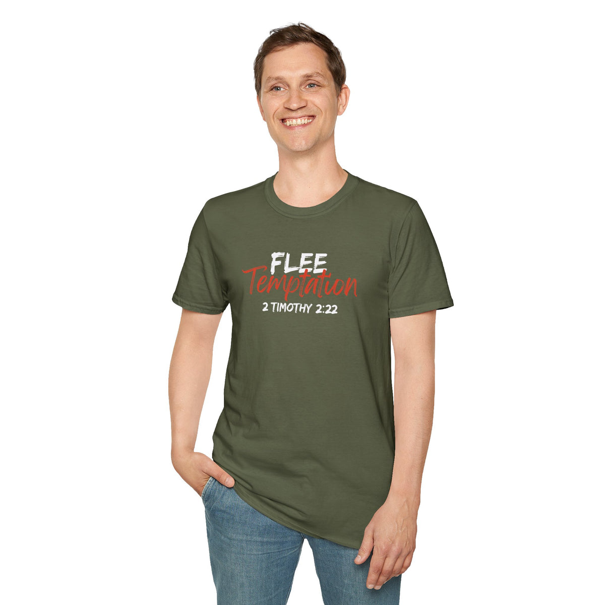 "Flee Temptation" Unisex Softstyle T-Shirt