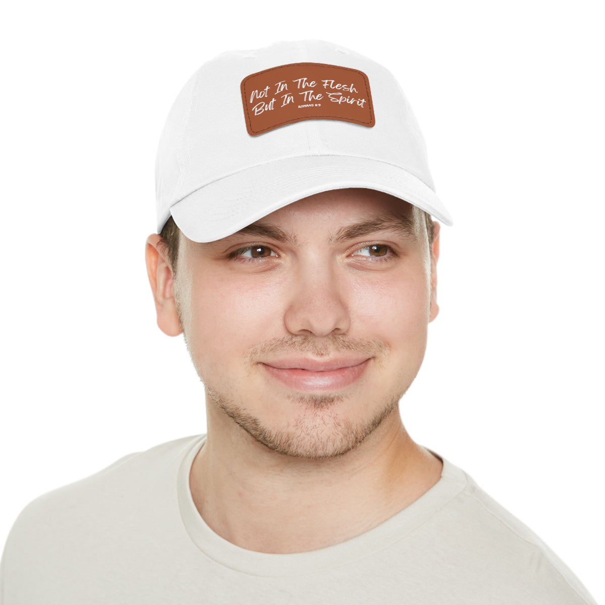 Not in the Flesh but in The Spirit- Dad Hat with Leather Patch (Rectangle)