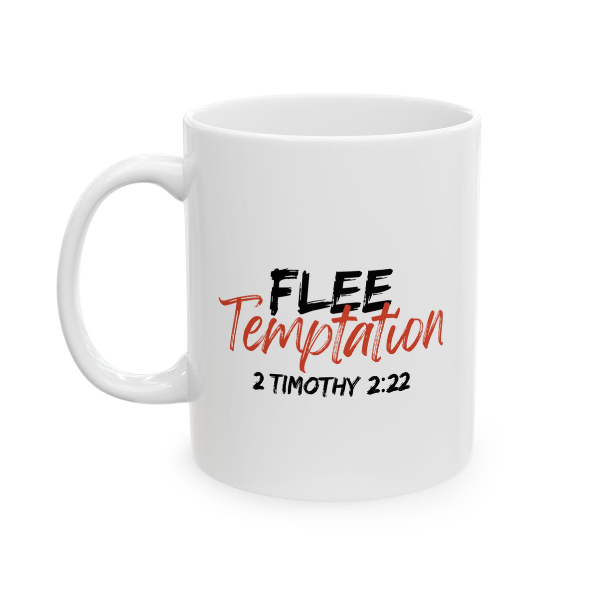 "Flee Temptation" Ceramic Mug, (11oz, 15oz)