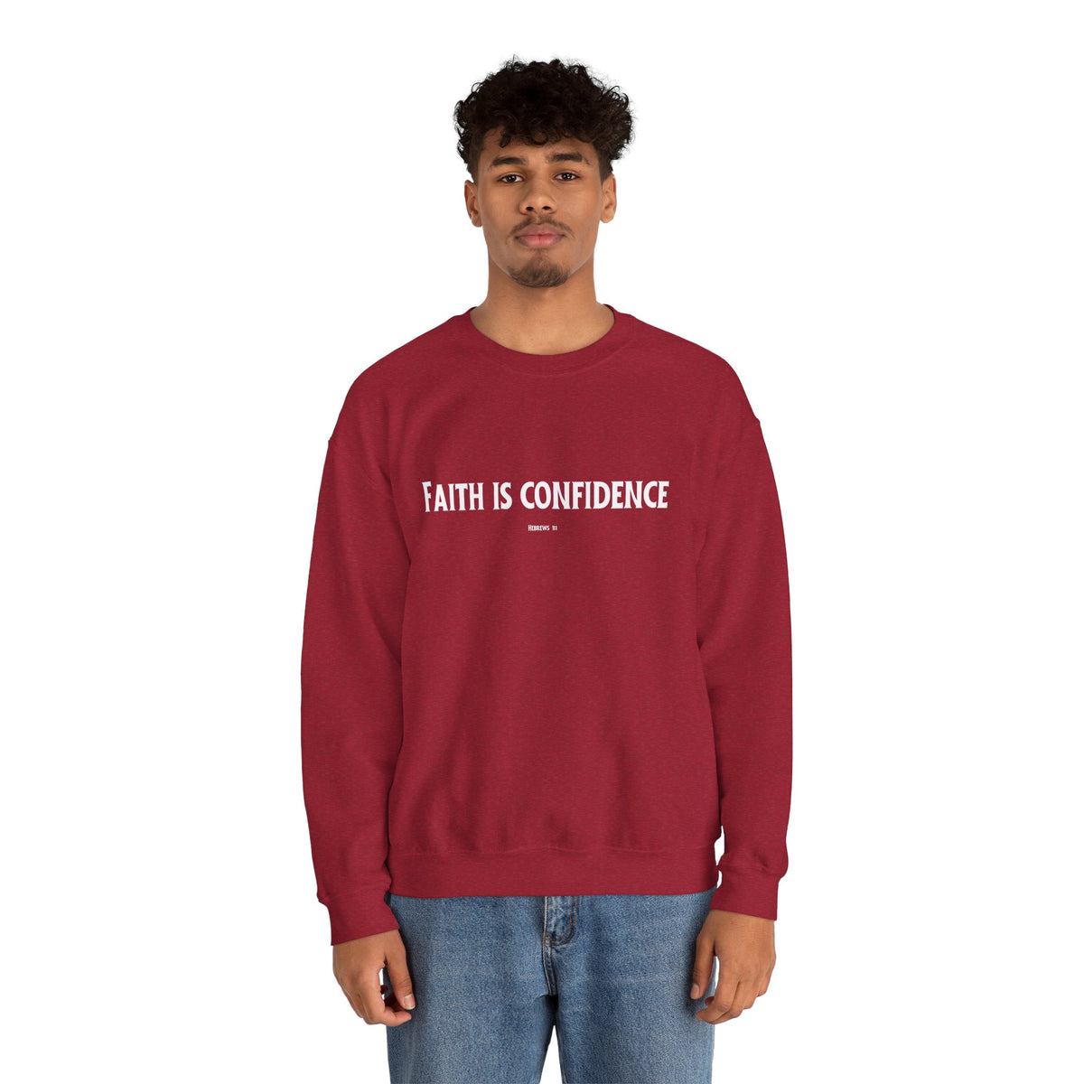 Faith is Confidence Christian Sweatshirt – Cozy Faith Holiday Apparel | Unisex Heavy Blend™ Crewneck Sweatshirt