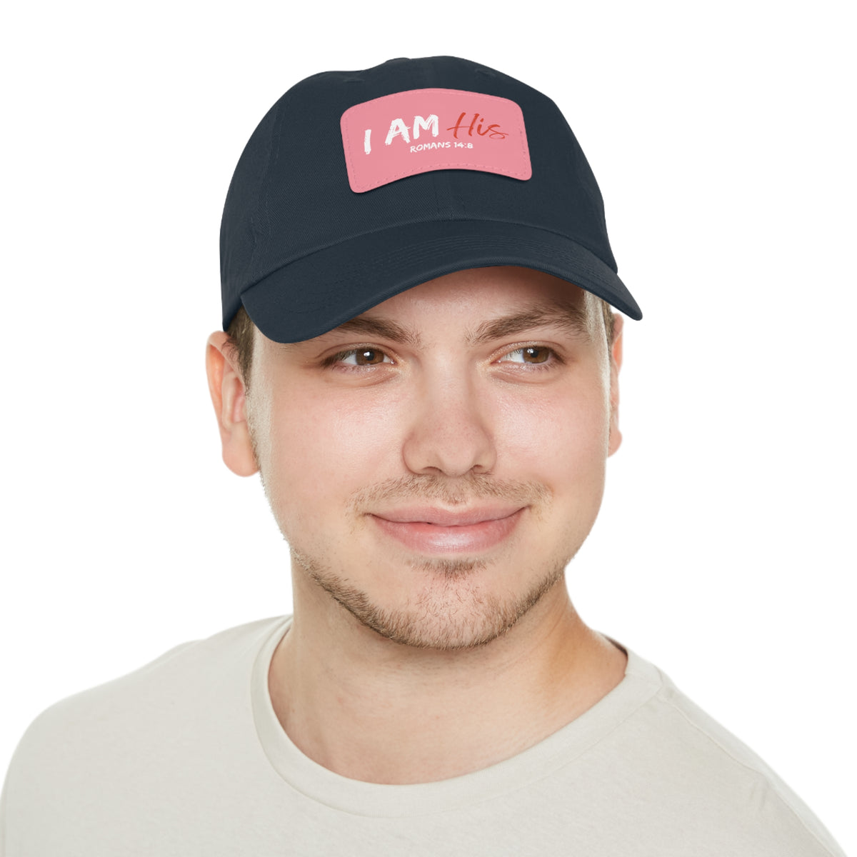 I Am His- Dad Hat with Leather Patch (Rectangle)