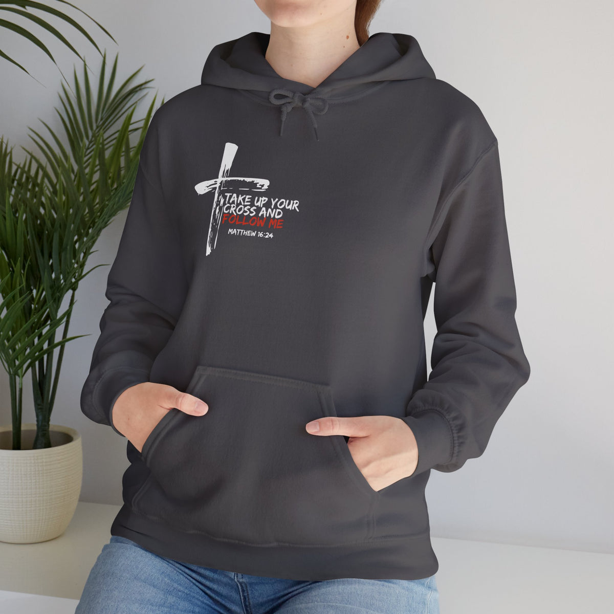 Take Up Your Cross and Follow Me Unisex Heavy Blend™ Hooded Sweatshirt