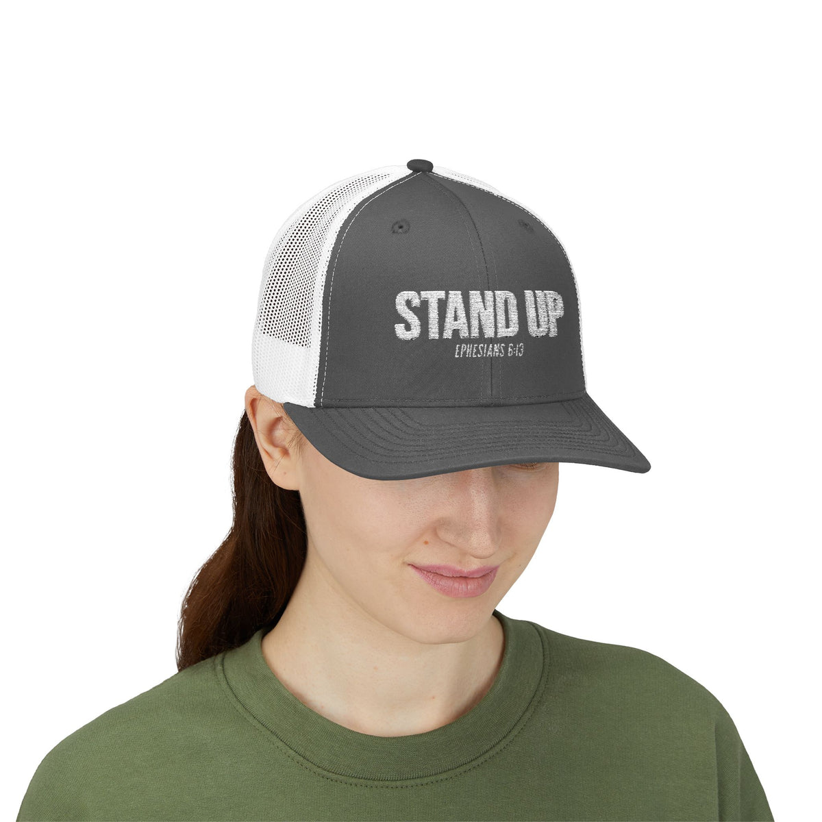 Stand Up Christian Snapback Trucker Hat – Ephesians 6:13 Bible Verse Faith Hat – Armor of God Scripture Cap