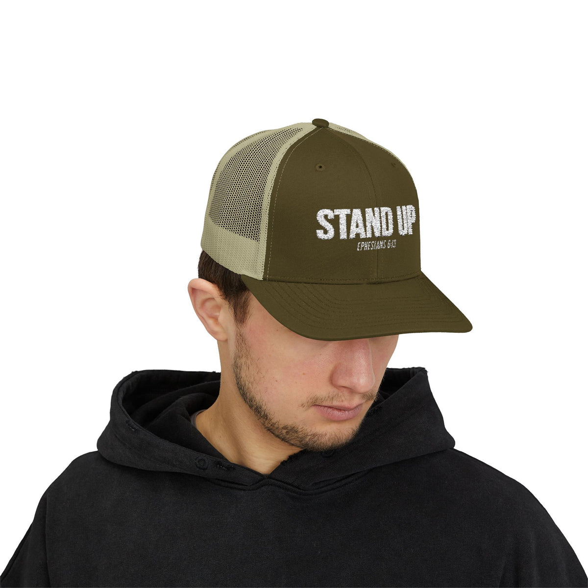 Stand Up Christian Snapback Trucker Hat – Ephesians 6:13 Bible Verse Faith Hat – Armor of God Scripture Cap