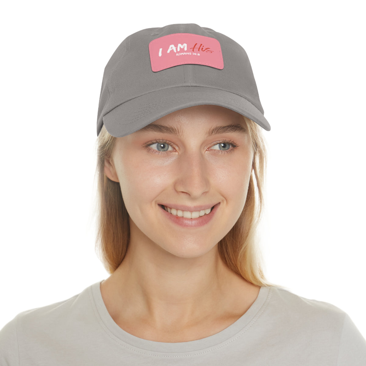 I Am His- Dad Hat with Leather Patch (Rectangle)
