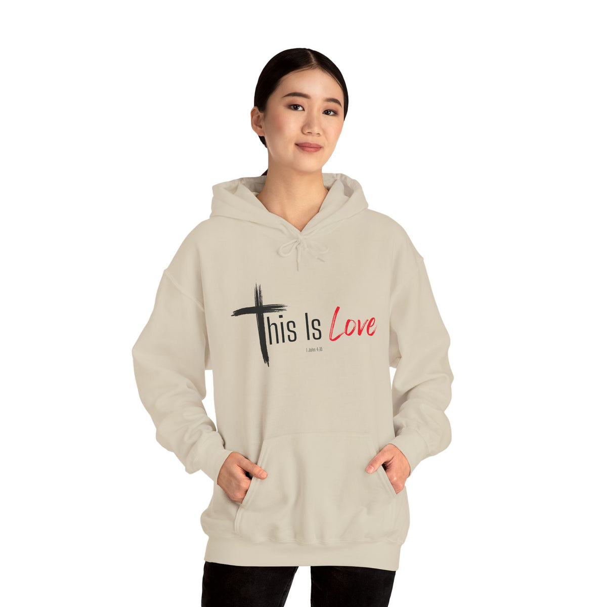 This Is Love Christian Hoodie – 1 John 4:10 Faith Apparel - Unisex Heavy Blend™ Hooded Sweatshirt