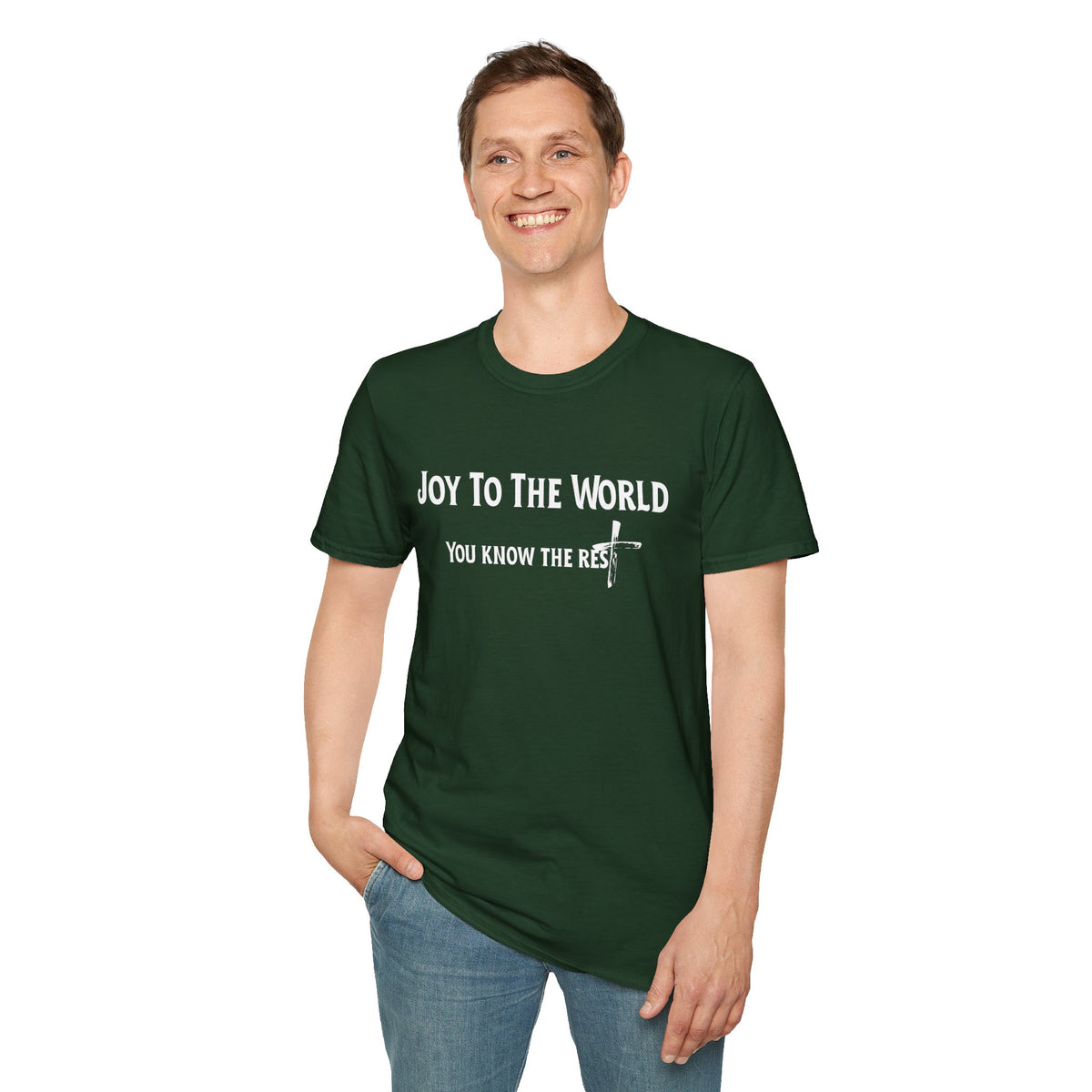 Joy to the World Christian T-Shirt – Faith-Inspired Holiday Apparel | Unisex Softstyle T-Shirt