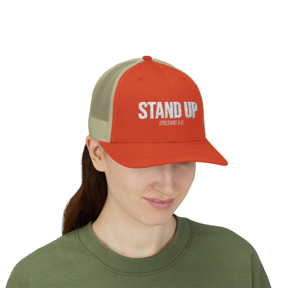 Stand Up Christian Snapback Trucker Hat – Ephesians 6:13 Bible Verse Faith Hat – Armor of God Scripture Cap