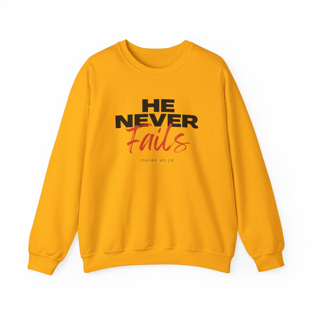 He Never Fails- Unisex Heavy Blend™ Crewneck Sweatshirt