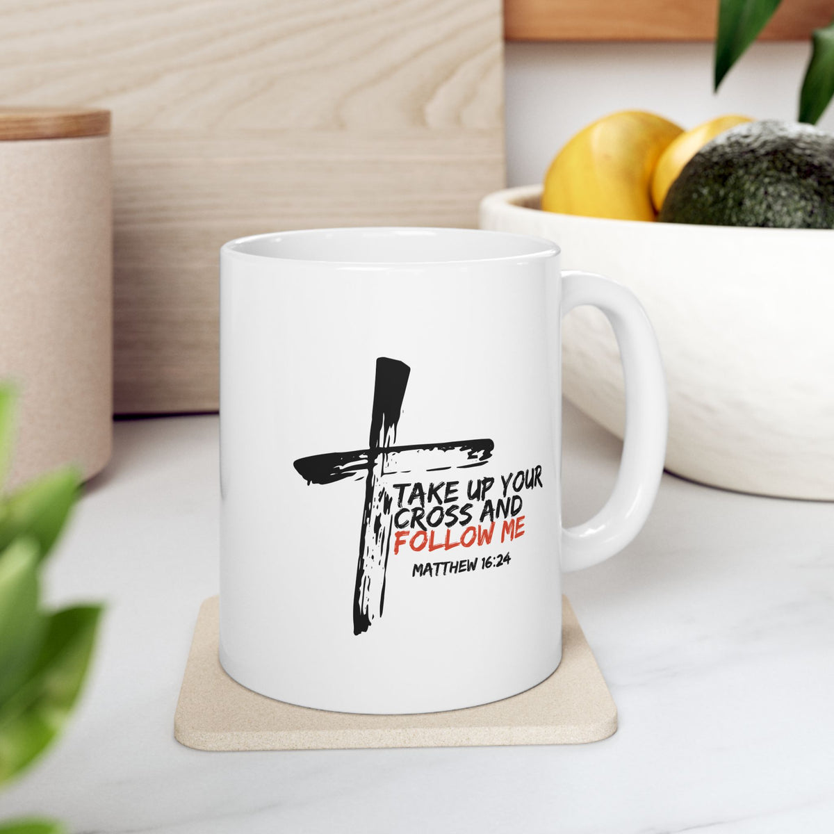 "Take Up Your Cross and Follow Me" Ceramic Mug, (11oz, 15oz)