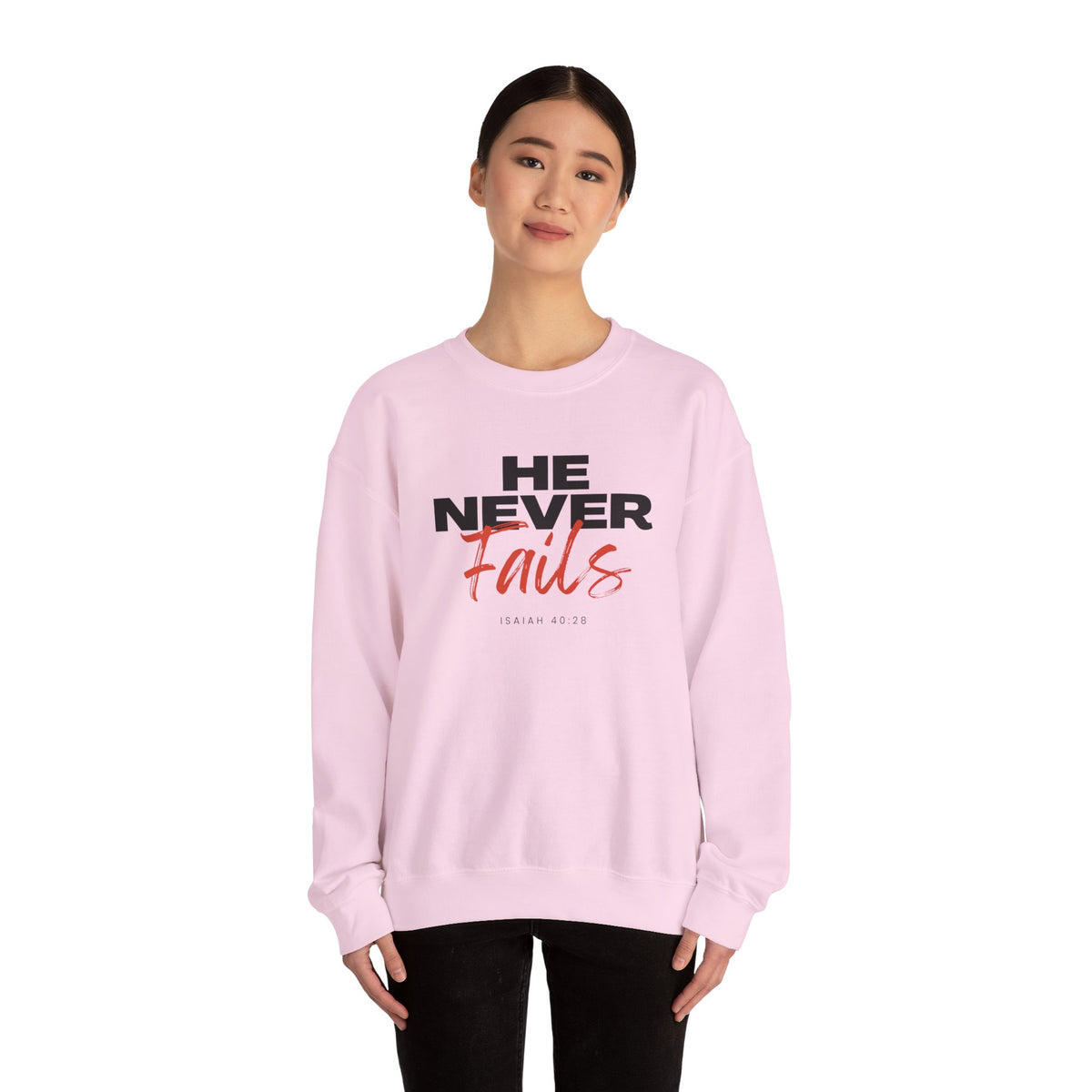 He Never Fails- Unisex Heavy Blend™ Crewneck Sweatshirt