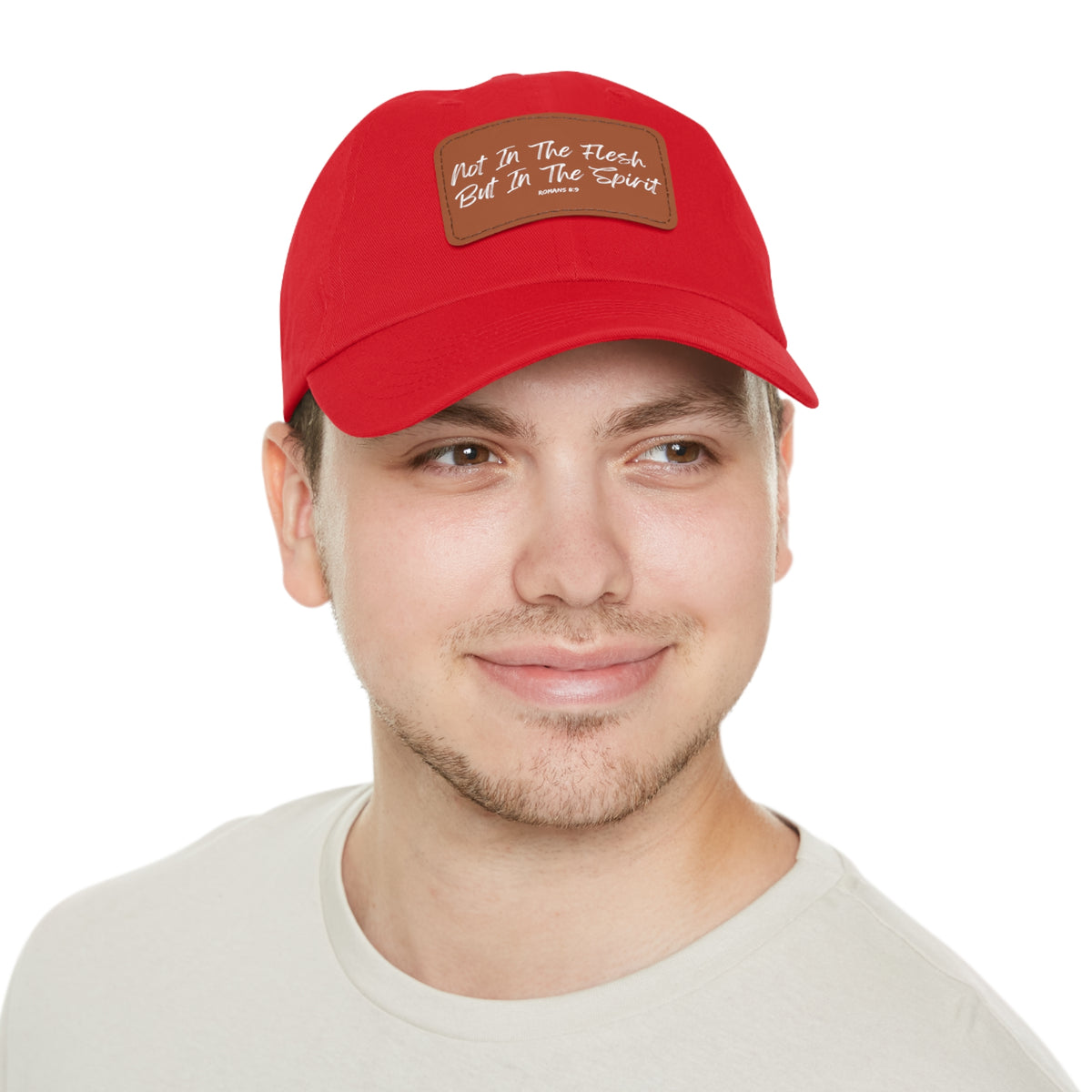 Not in the Flesh but in The Spirit- Dad Hat with Leather Patch (Rectangle)