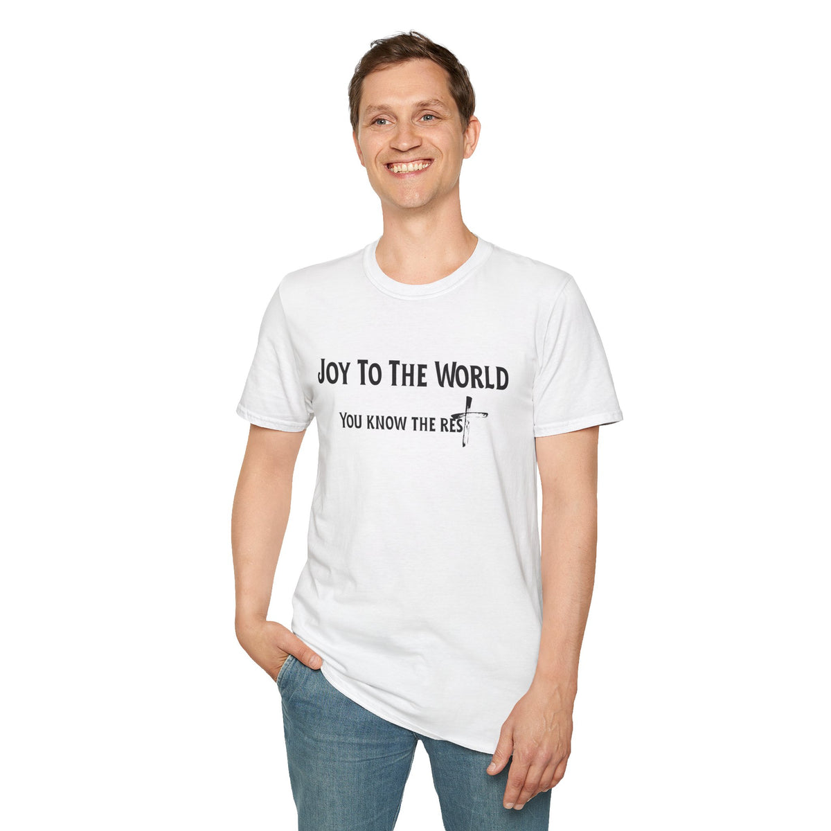 Joy to the World Christian T-Shirt – Faith-Inspired Holiday Apparel | Unisex Softstyle T-Shirt