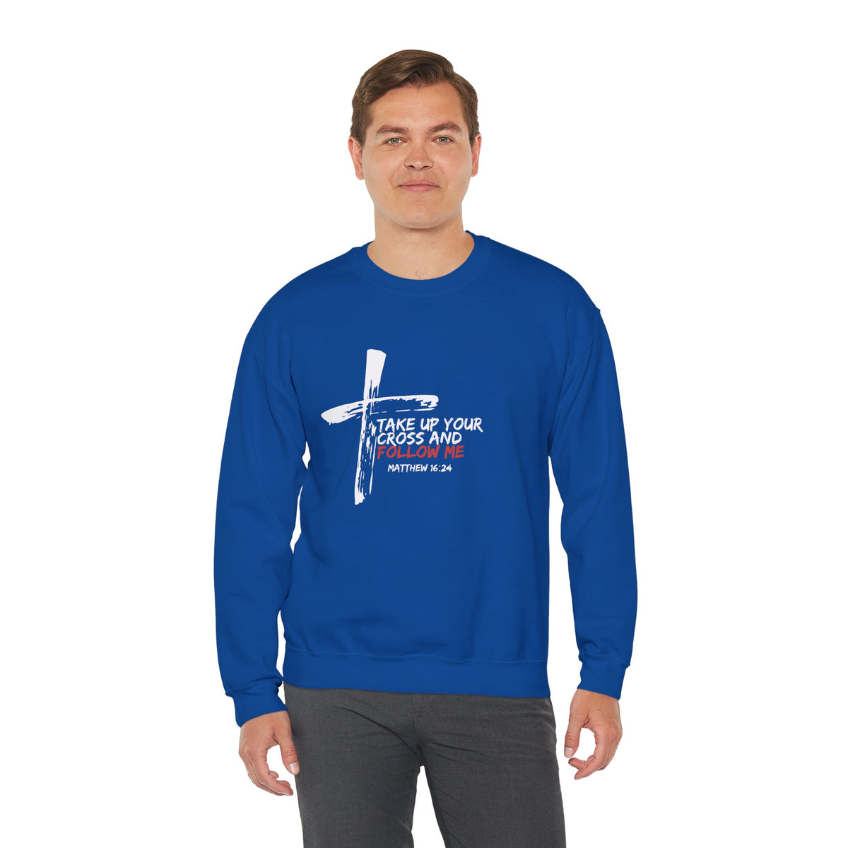 Take Up Your Cross and Follow Me- Unisex Heavy Blend™ Crewneck Sweatshirt