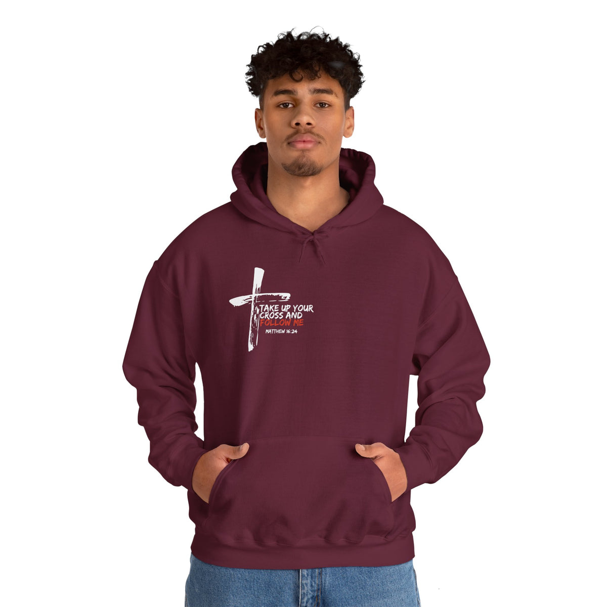 "Take Up Your Cross and Follow Me" Unisex Heavy Blend™ Hooded Sweatshirt