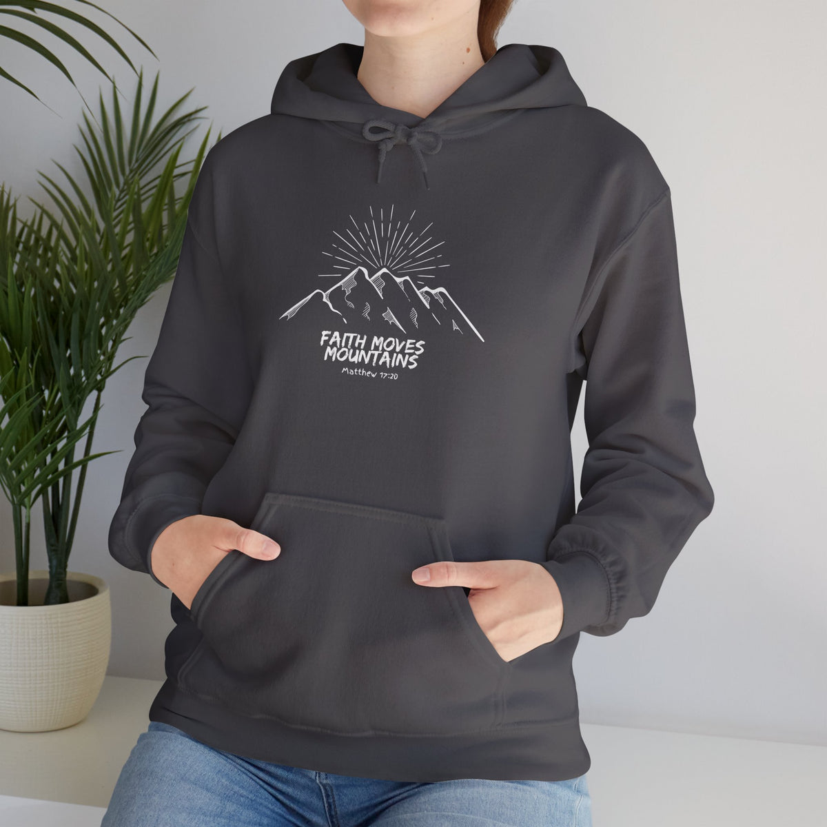 "Faith Moves Mountains" Unisex Heavy Blend™ Hooded Sweatshirt