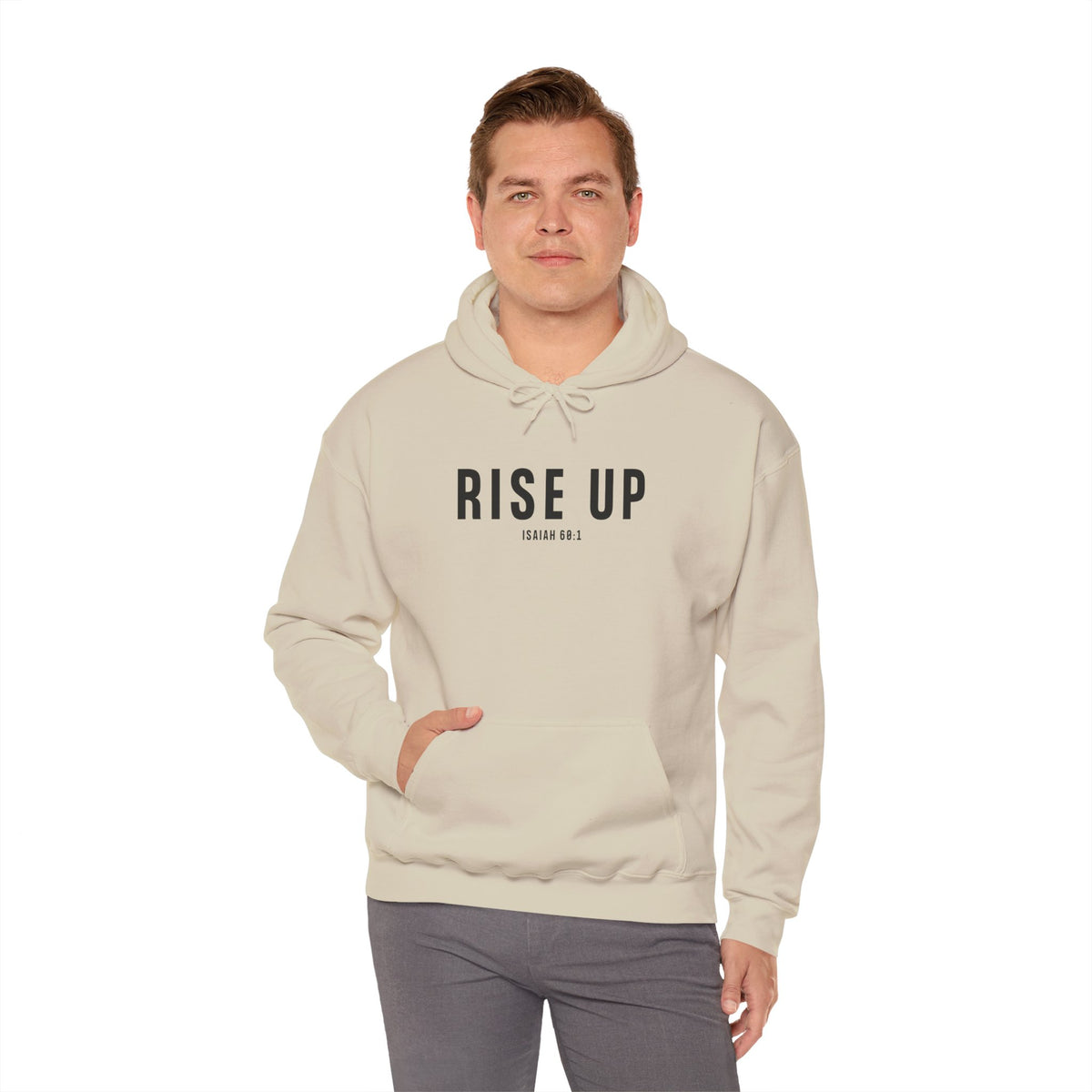 Rise Up Christian Hoodie – Isaiah 60:1 Faith Comfort Wear