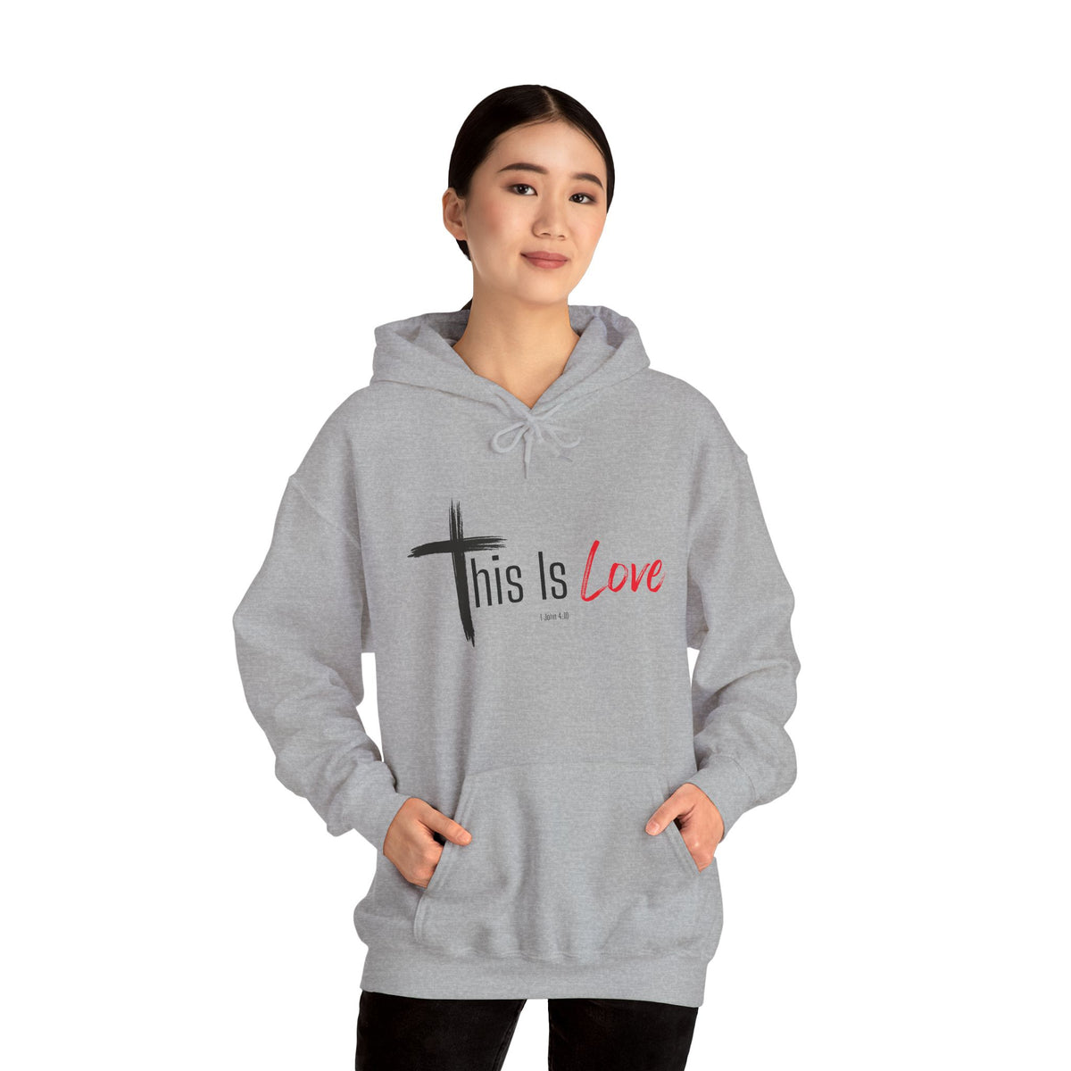 This Is Love Christian Hoodie – 1 John 4:10 Faith Apparel - Unisex Heavy Blend™ Hooded Sweatshirt