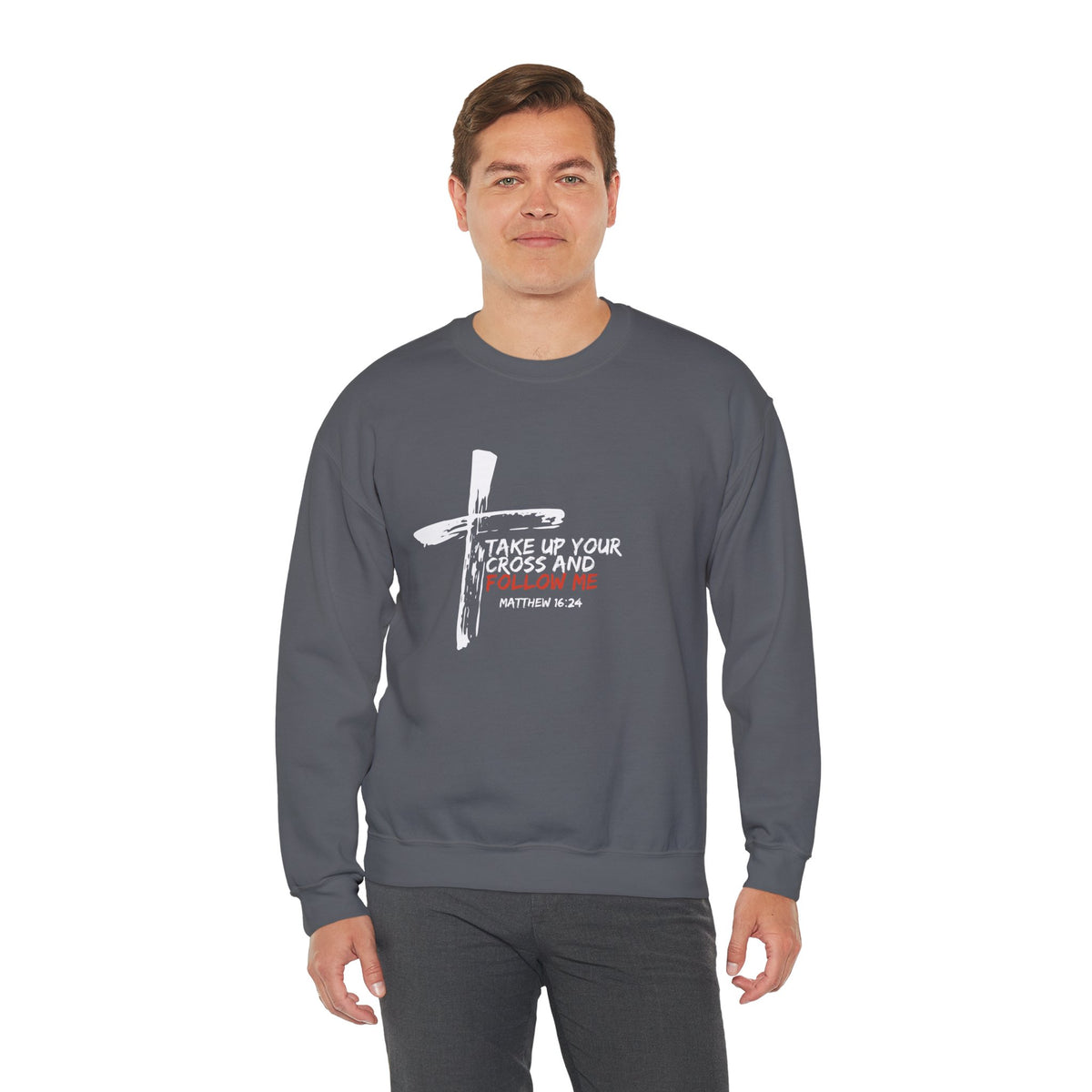 Take Up Your Cross and Follow Me- Unisex Heavy Blend™ Crewneck Sweatshirt