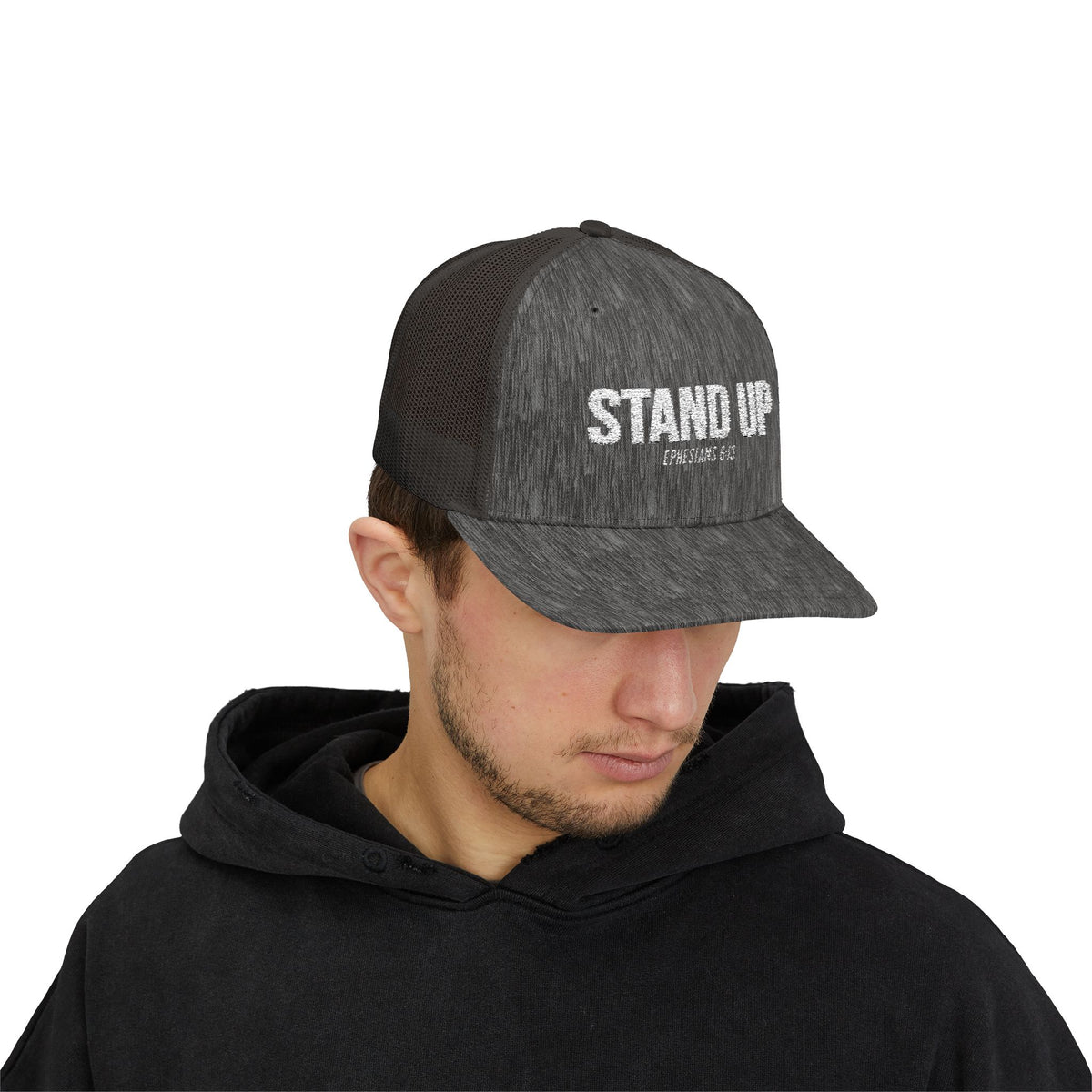 Stand Up Christian Snapback Trucker Hat – Ephesians 6:13 Bible Verse Faith Hat – Armor of God Scripture Cap