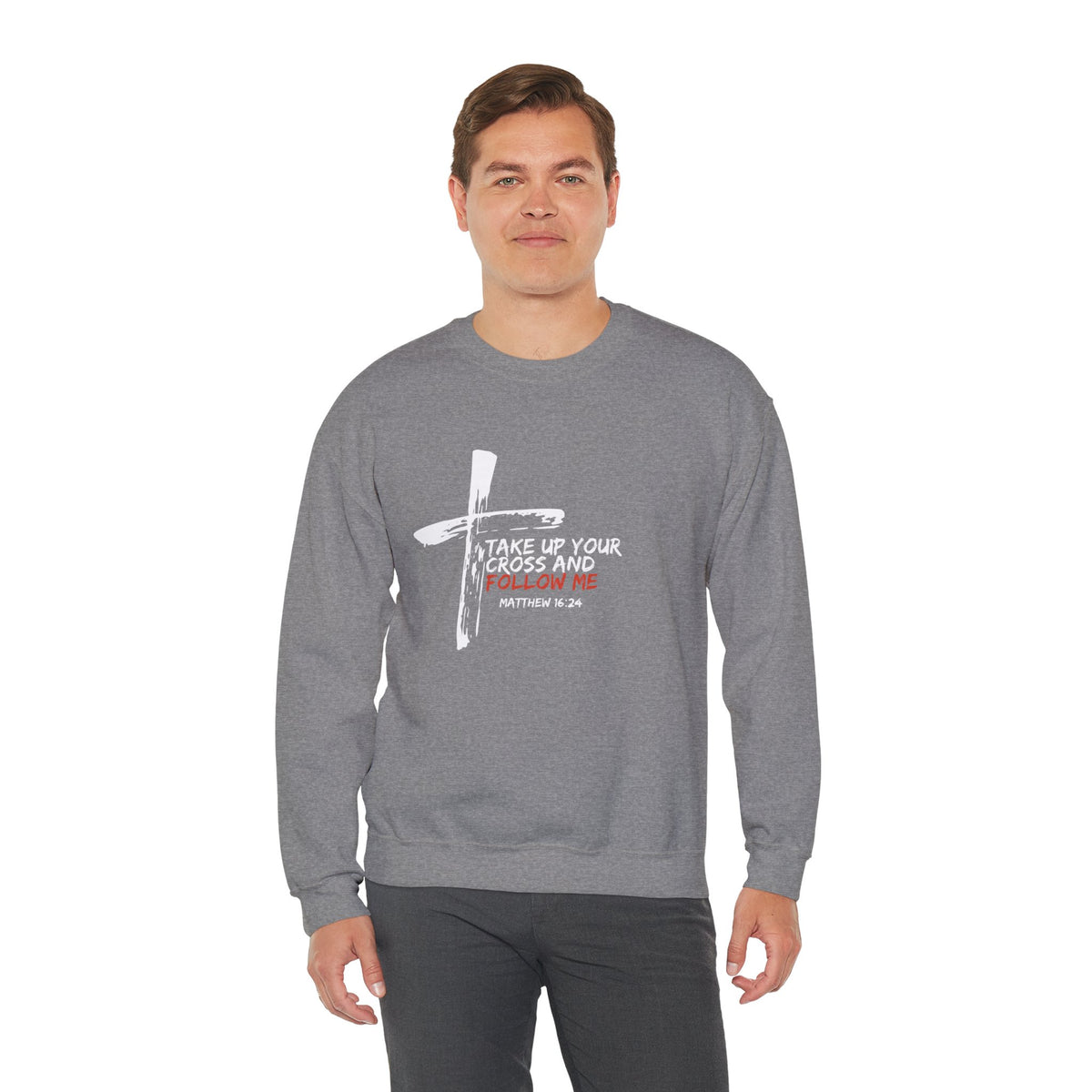 Take Up Your Cross and Follow Me- Unisex Heavy Blend™ Crewneck Sweatshirt