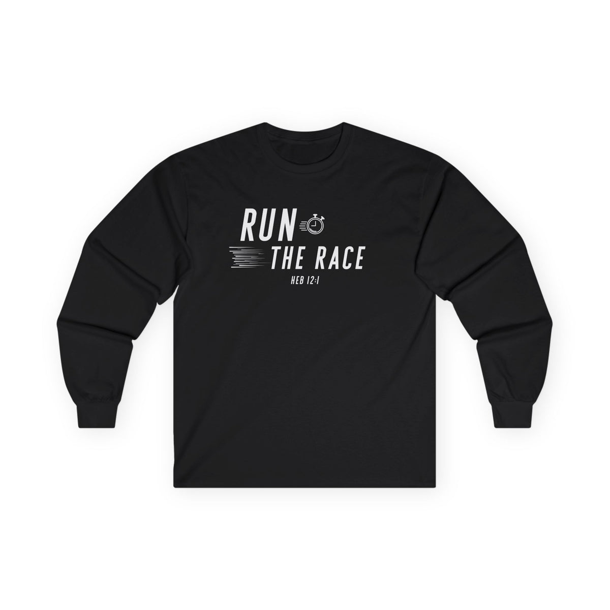 Run the Race Christian Long Sleeve T-Shirt – Hebrews 12:1 Faith in Every Season