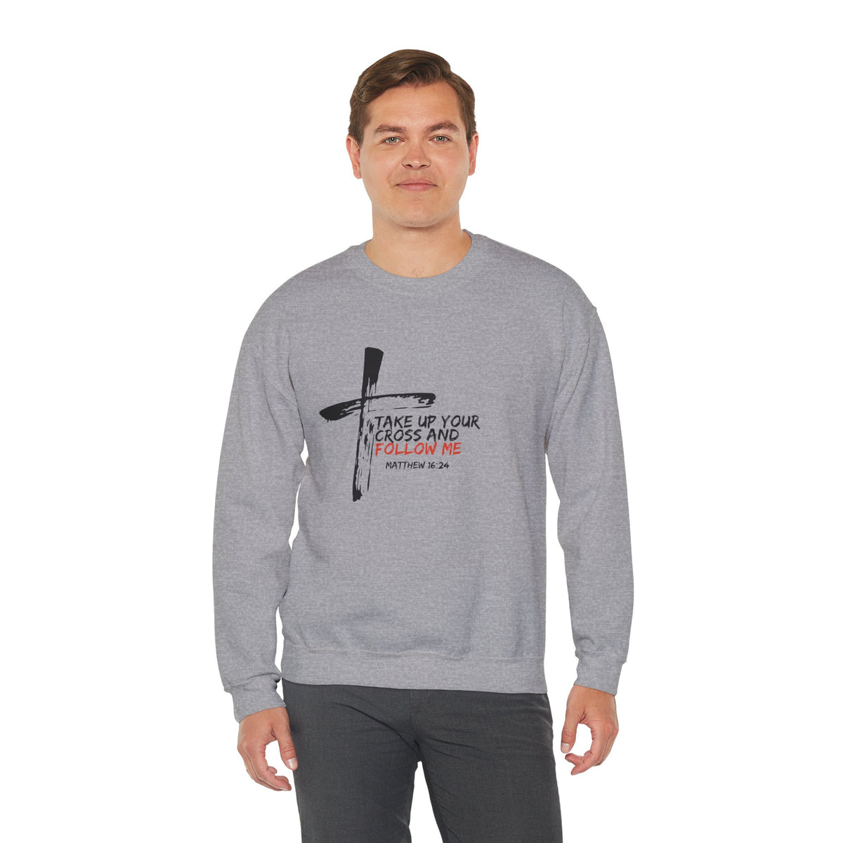 Take Up Your Cross and Follow Me- Unisex Heavy Blend™ Crewneck Sweatshirt