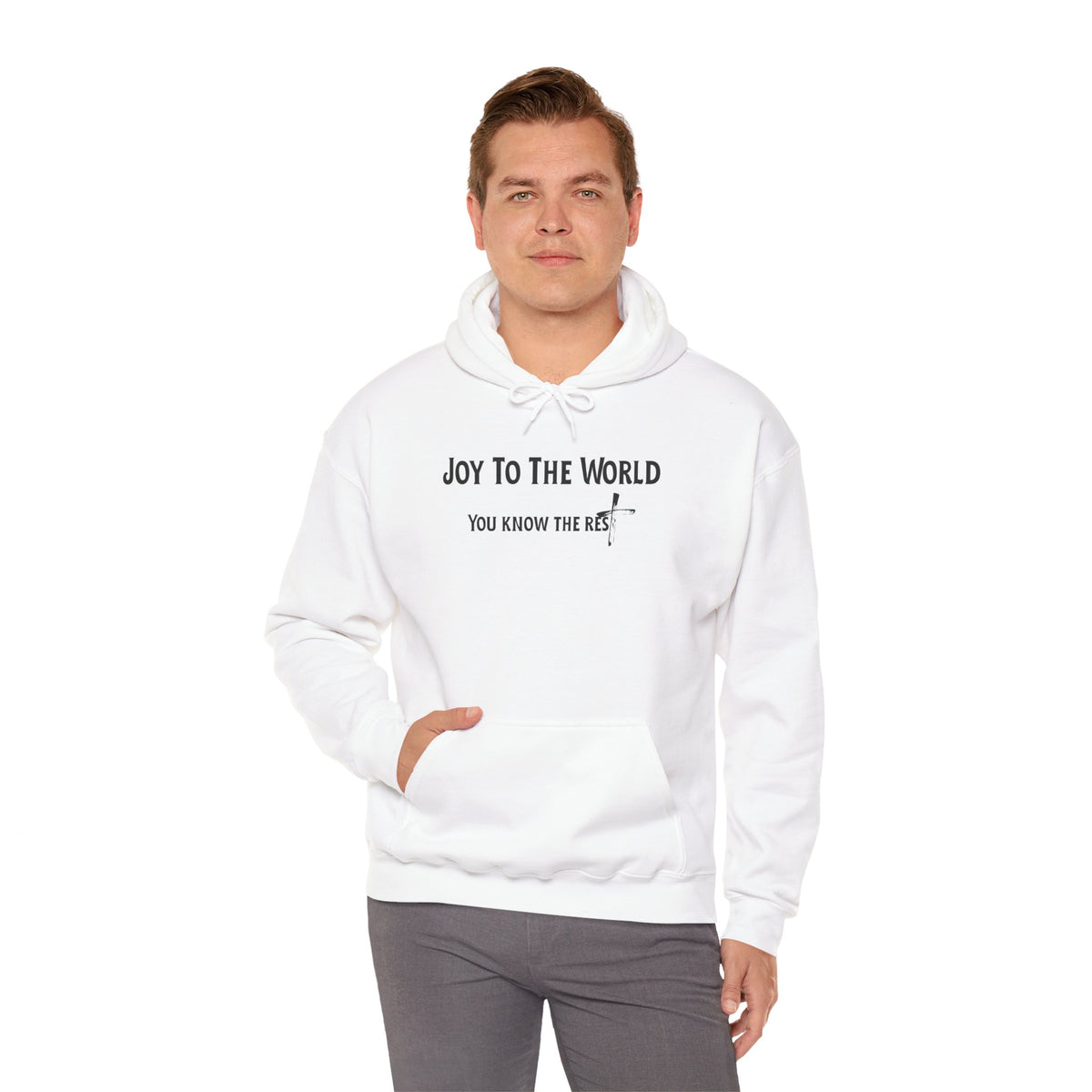 Joy to the World Christian Hoodie – Faith-Based Christmas Wear | Unisex Heavy Blend™ Hooded Sweatshirt