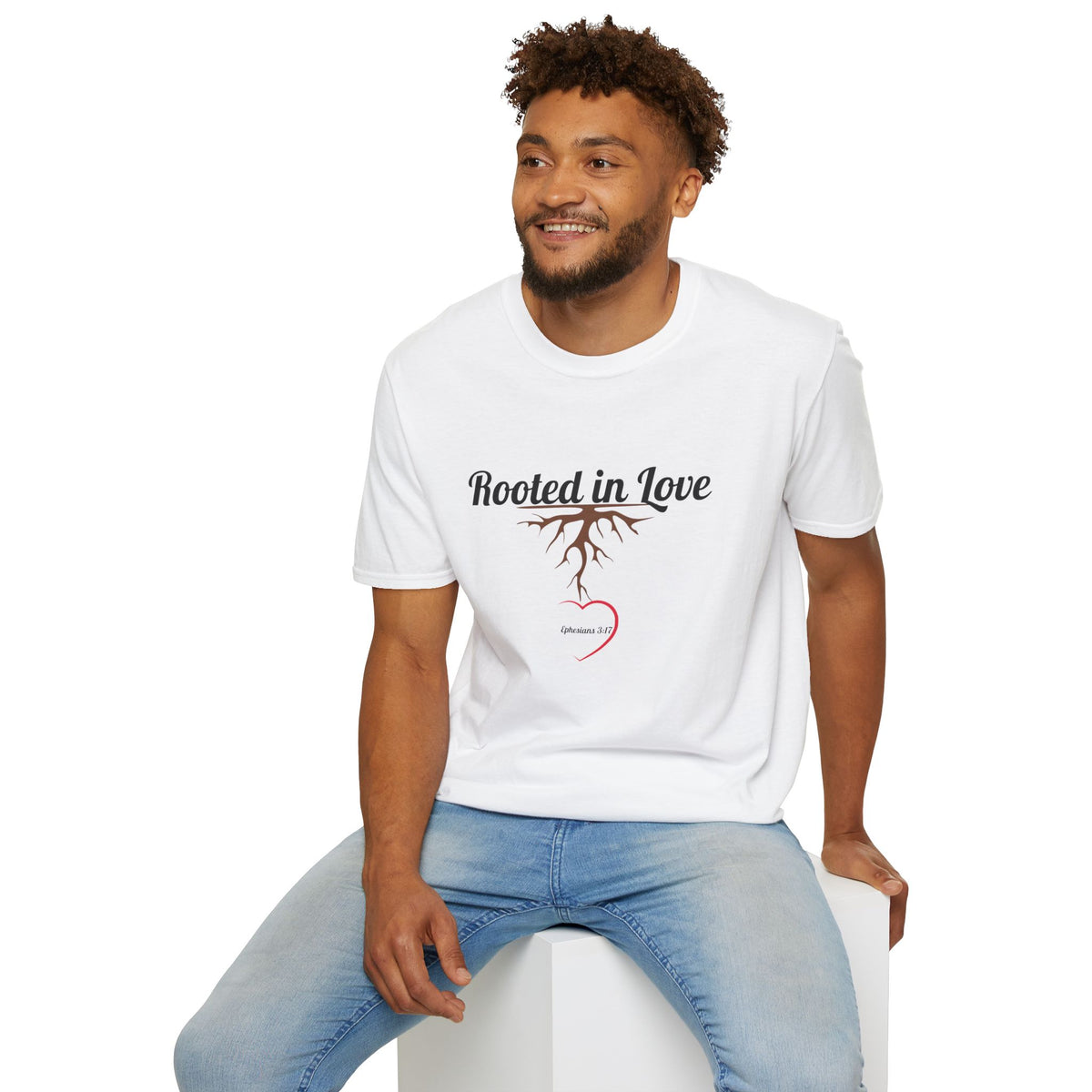 Rooted in Love Christian T-Shirt – Ephesians 3:17 Faith Apparel - Unisex Softstyle T-Shirt