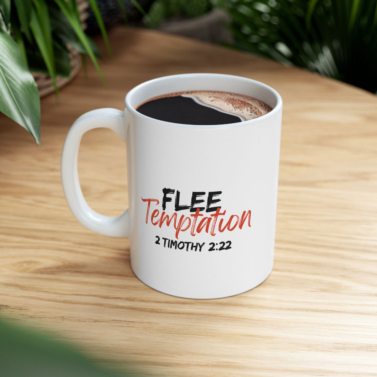 "Flee Temptation" Ceramic Mug, (11oz, 15oz)