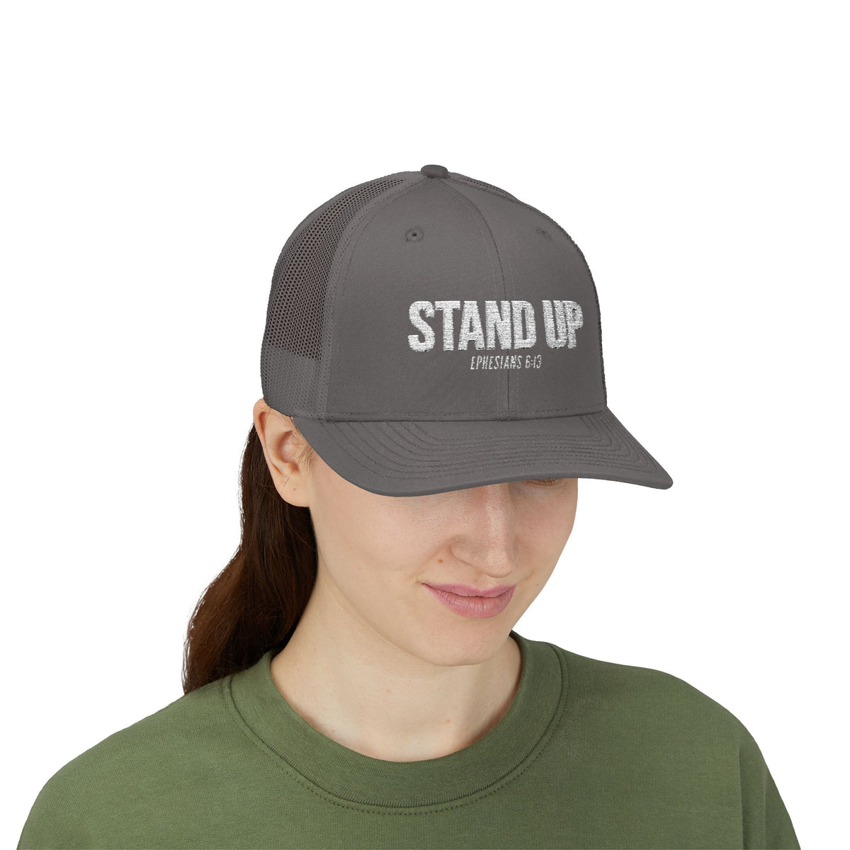 Stand Up Christian Snapback Trucker Hat – Ephesians 6:13 Bible Verse Faith Hat – Armor of God Scripture Cap