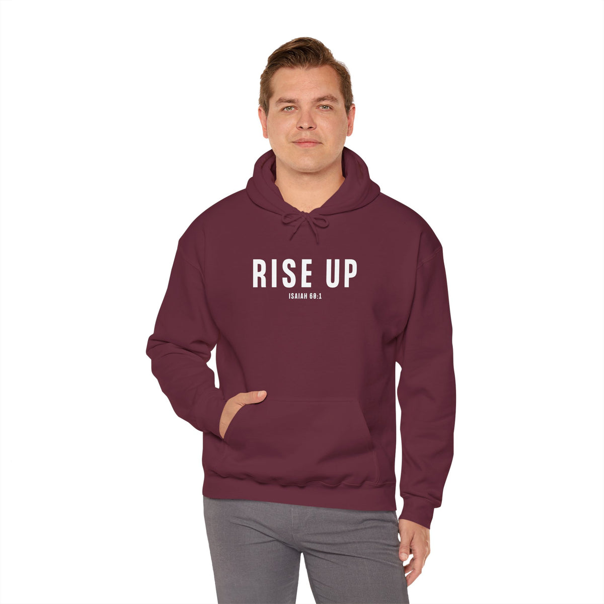 Rise Up Christian Hoodie – Isaiah 60:1 Faith Comfort Wear